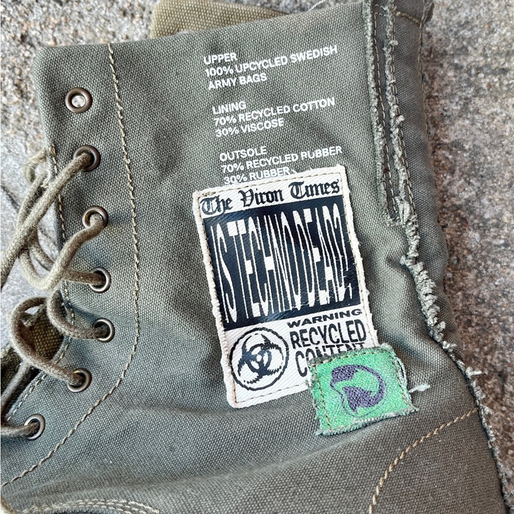 VIRON Upcycled Canvas Boots - Military Green - VEGAN - limited edition
